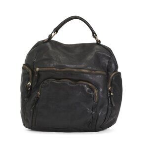 STELLA BIANCA Black Made In Italy Leather Large Backpack
